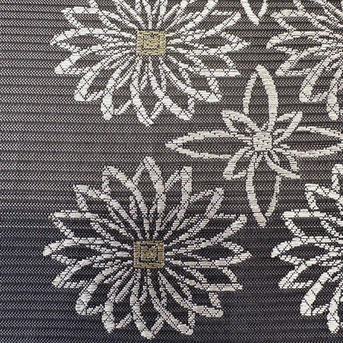 美品】 名古屋帯 名品 夏帯 菊 金糸 灰色 正絹 【中古】 - メルカリ