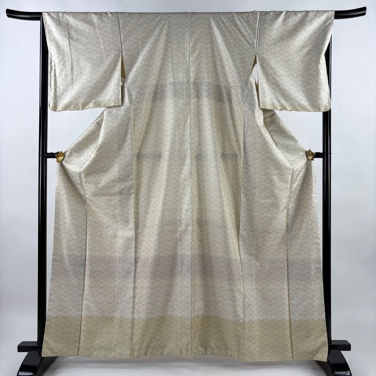 美品】 付下げ 身丈165.5cm 裄丈67cm M 袷 お召地 幾何学模様 灰茶