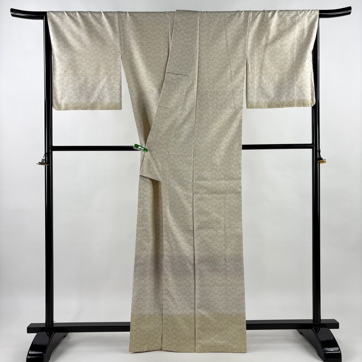 美品】 付下げ 身丈165.5cm 裄丈67cm M 袷 お召地 幾何学模様 灰茶