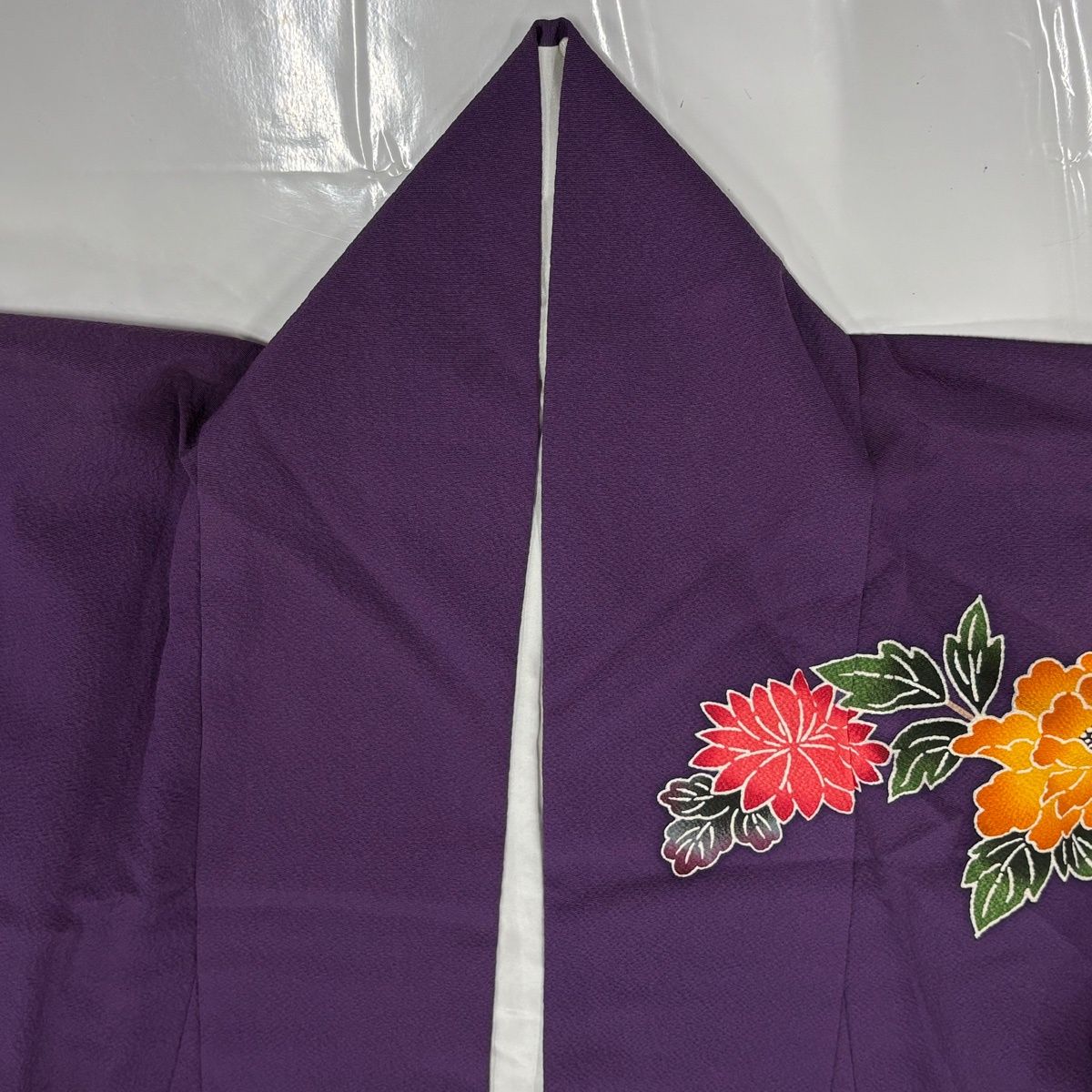 振袖 身丈159.5cm 裄丈68cm L 袷 牡丹 束ね熨斗 染め分け ぼかし 紫