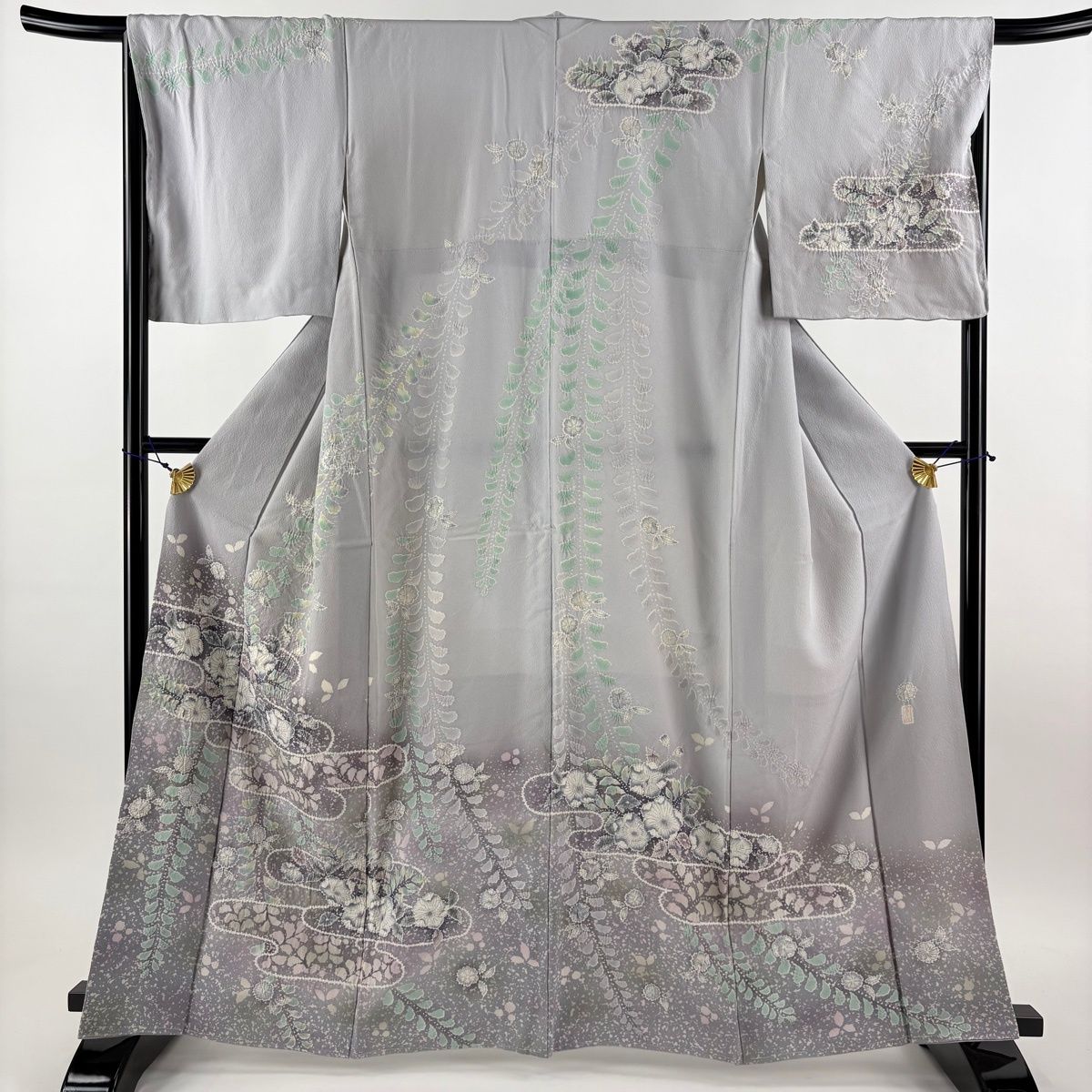 訪問着 身丈164cm 裄丈67cm M 袷 落款 辻が花 霞 ぼかし 灰紫 正絹