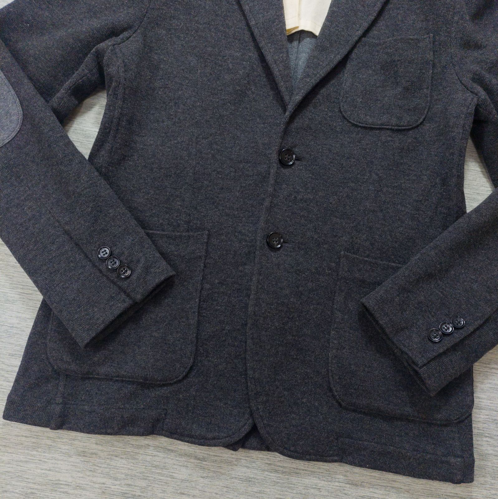 美品】HUGO BOSS ニットテーラードジャケット チャコールグレー M-L 