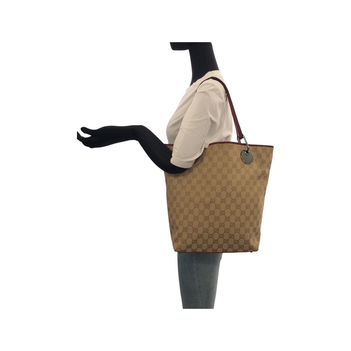 GUCCI グッチ ベージュ レッド シルバー金具 GGキャンバス 120836