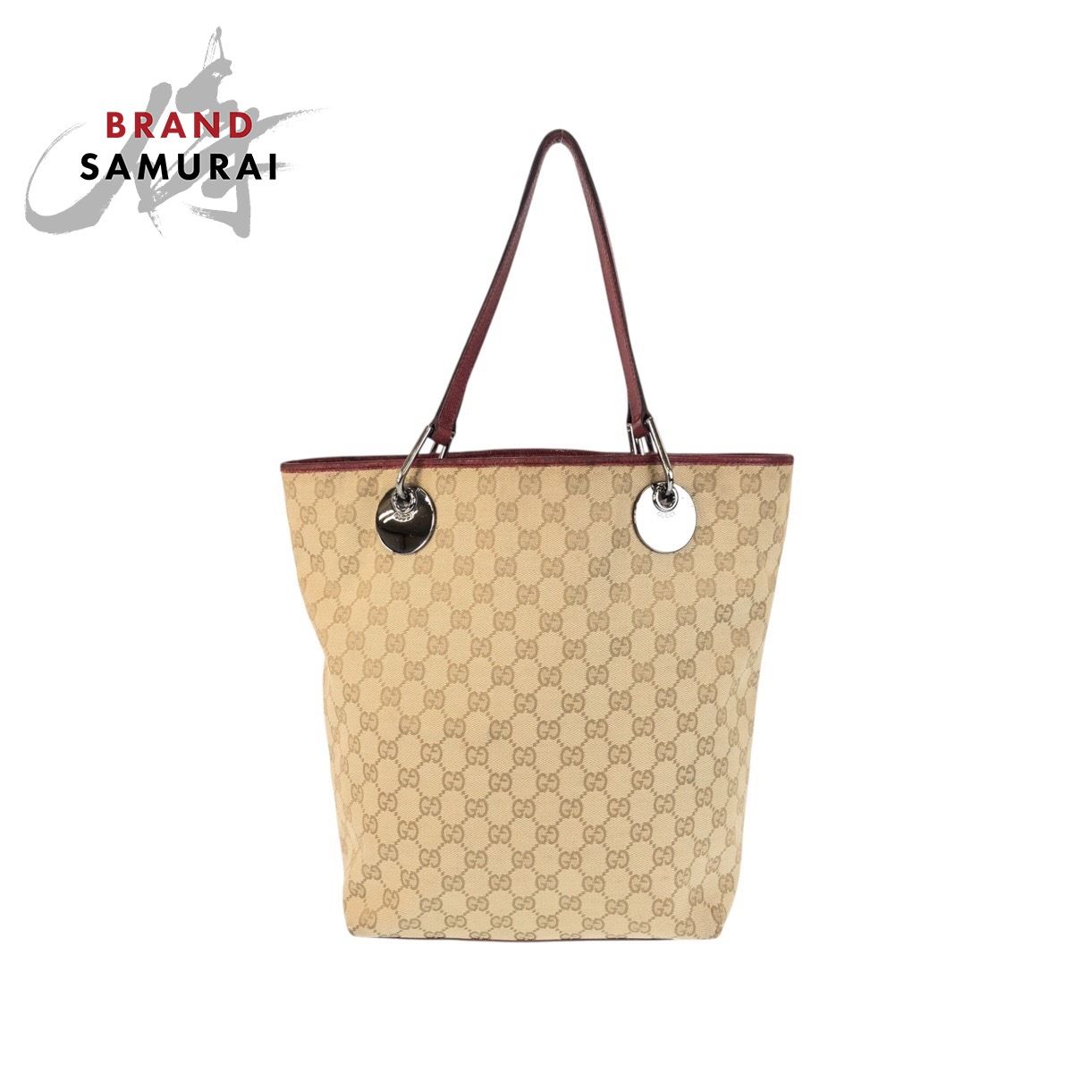 GUCCI グッチ ベージュ レッド シルバー金具 GGキャンバス 120836