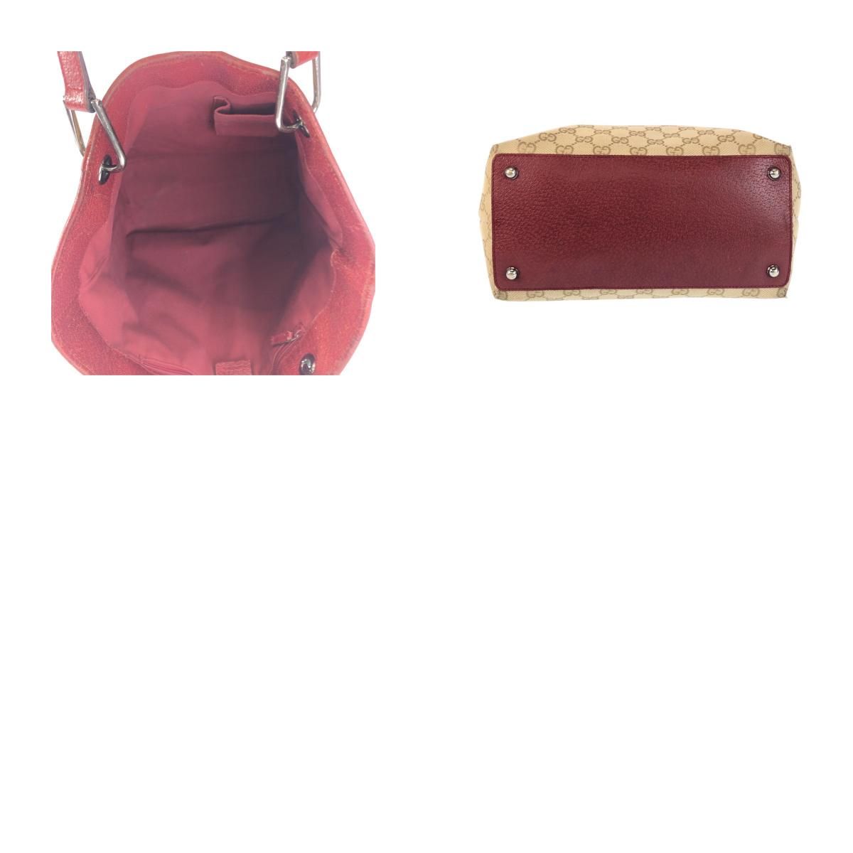 GUCCI グッチ ベージュ レッド シルバー金具 GGキャンバス 120836