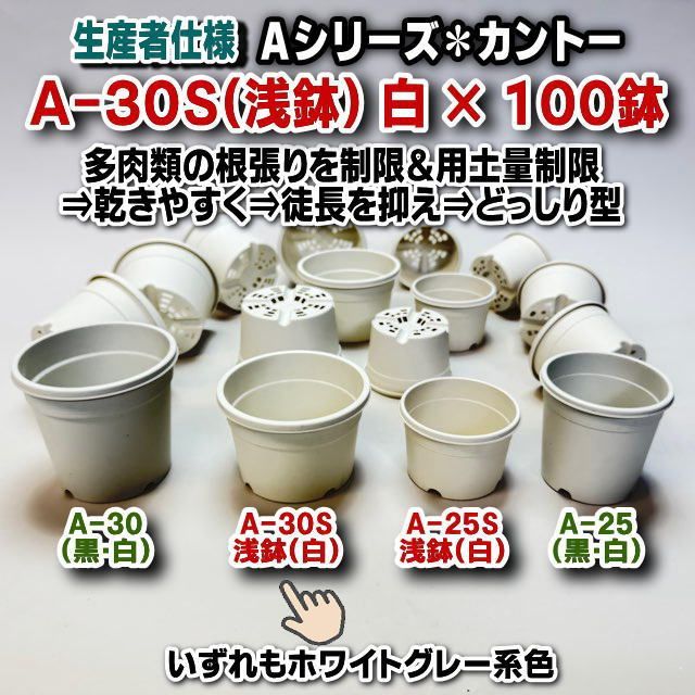 生産者仕様＊カントーAシリーズプラ鉢＊A-30S(浅鉢/浅型)×100鉢セット
