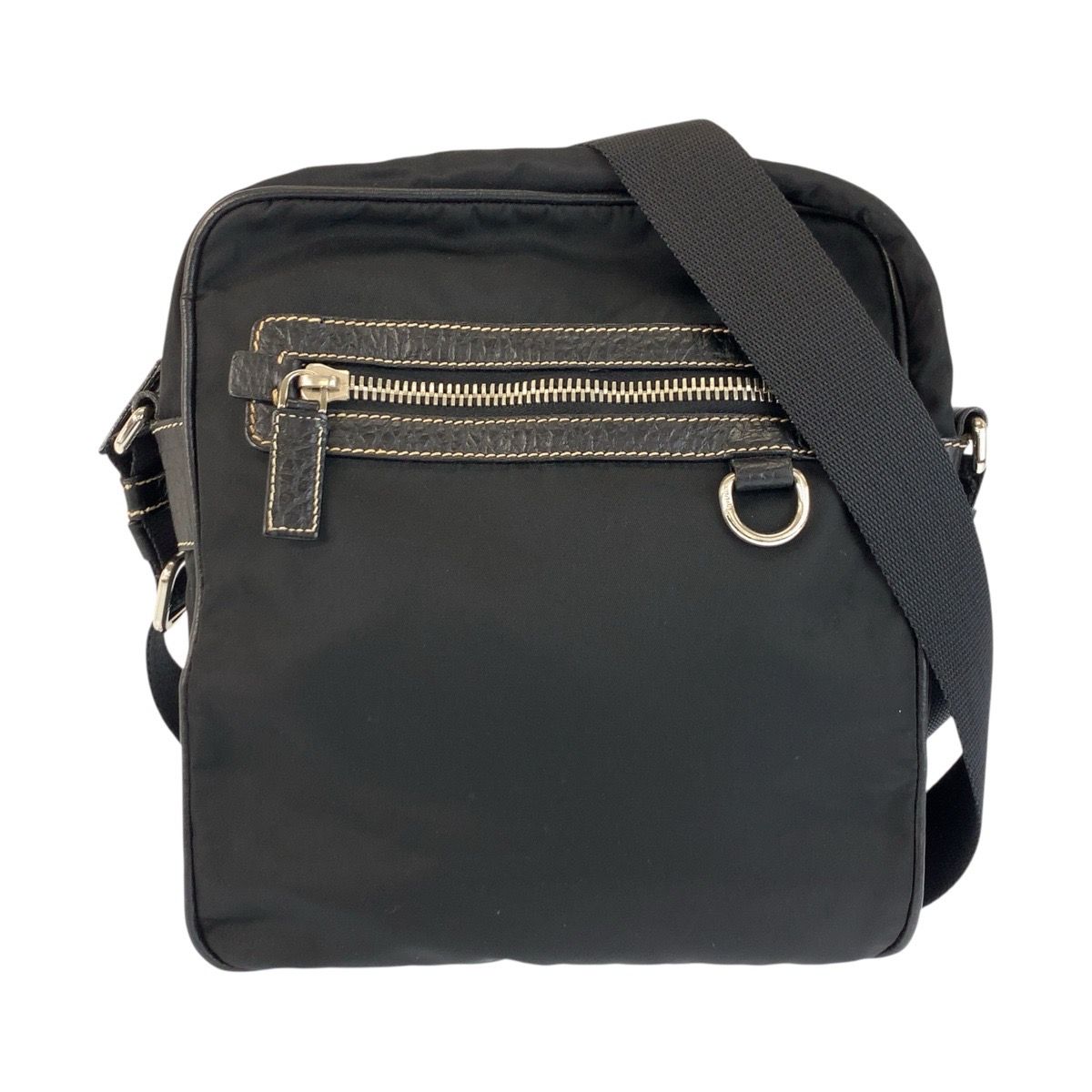 美品 PRADA プラダ テスート 三角ロゴプレート ブラック 黒 ナイロン