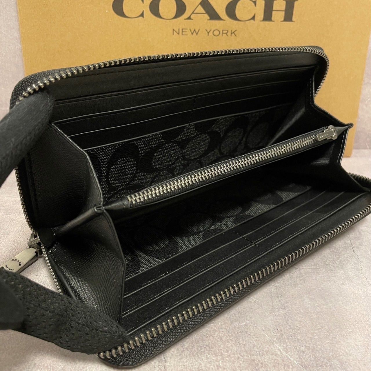 新品 COACH長財布 コーチ レディース メンズ ブラック - メルカリ