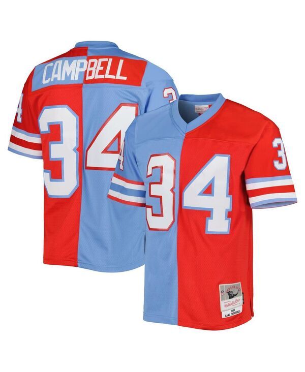 ミッチェルネス メンズ トップス シャツ ジャージー Mitchell Ness Mens Earl Campbell Red Light Blue Houston Oilers Gridiron Classics 1980 Split Legacy Repl