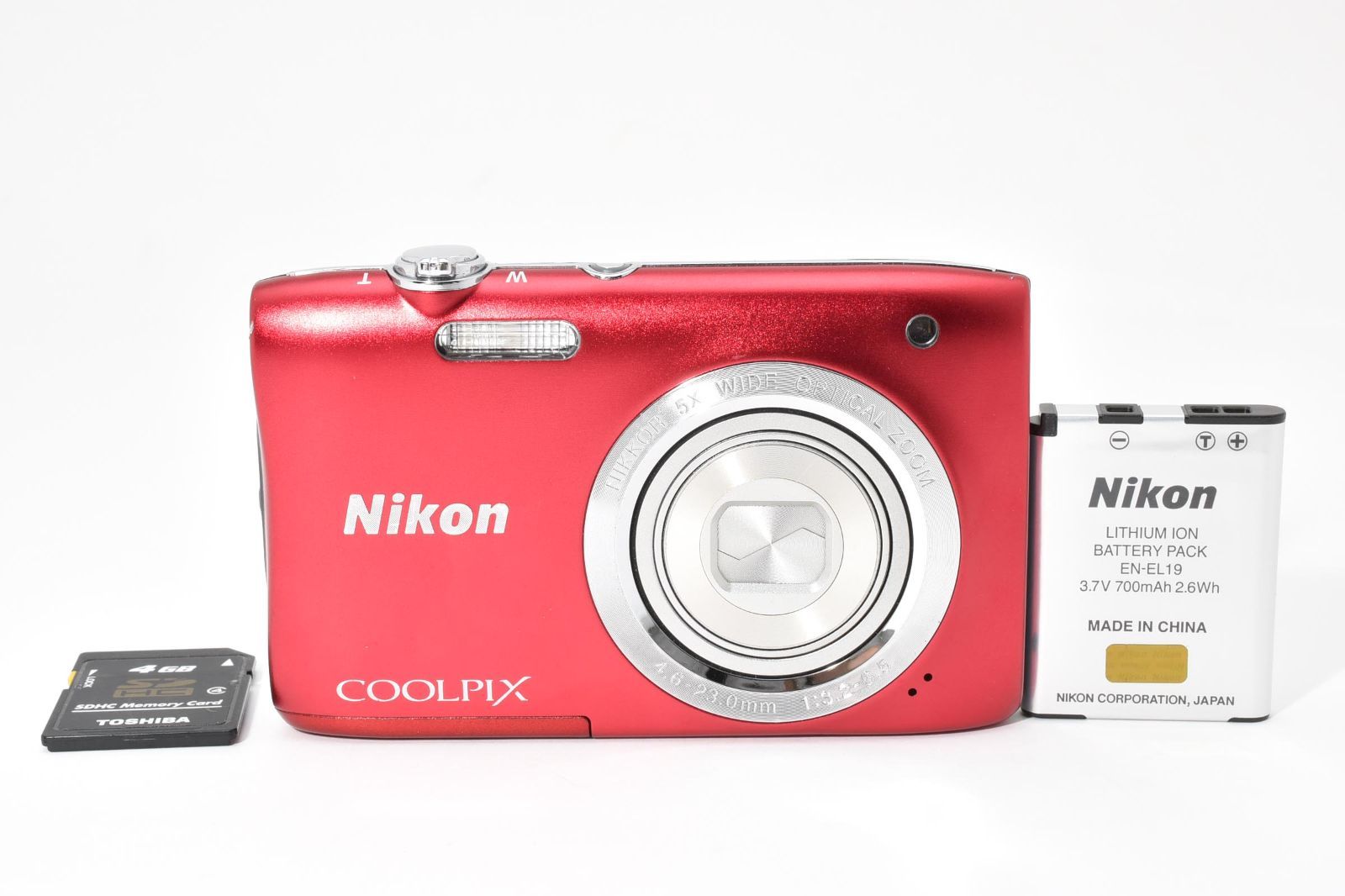 完動品】Nikon COOLPIX S2900 レッド 2005万画素 光学5倍ズーム 動作