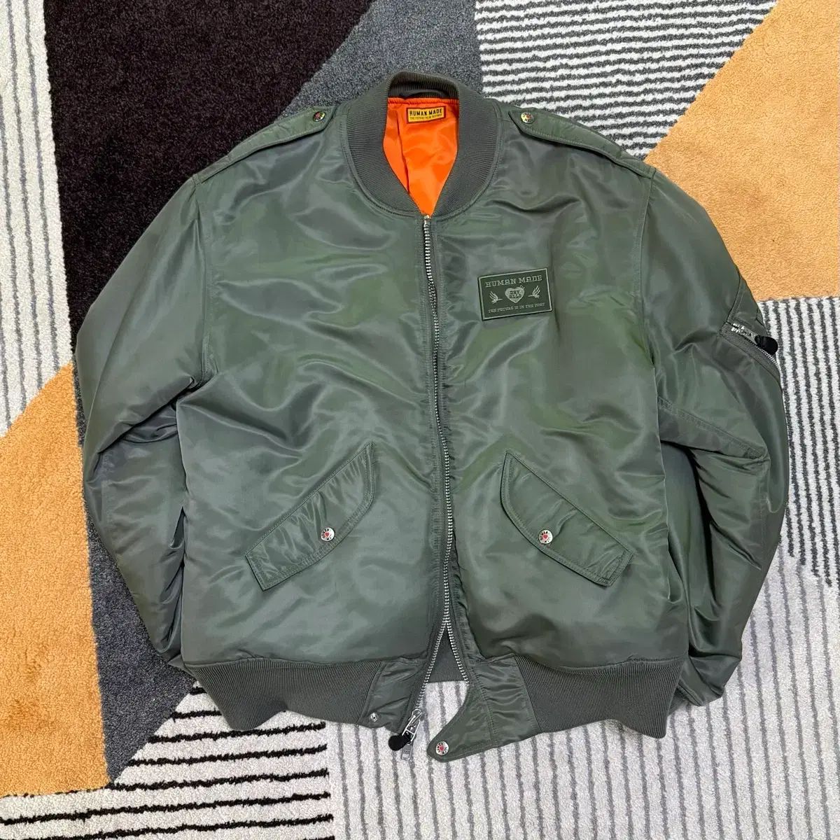 XXL HUMAN MADE フライト ジャケット (MA-1) オリーブ ラブ - メルカリ