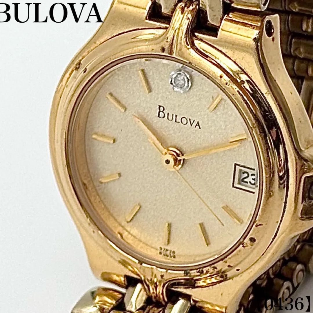 ブローバ BULOVA ブローバ ゴールド オーバル 黒文字盤 2針 レディース