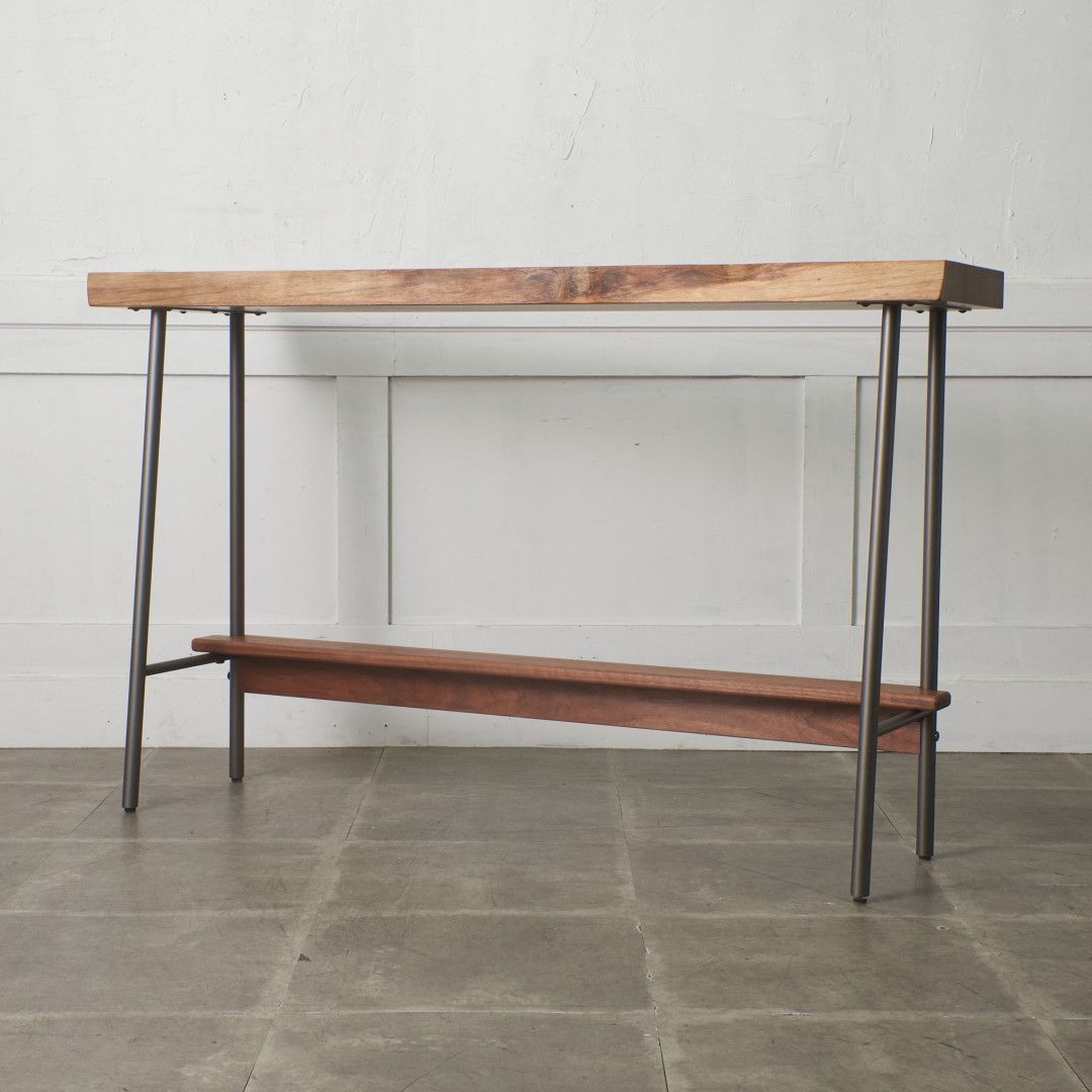 ウォールナット 無垢材 カウンターテーブル アイアン 飾り台