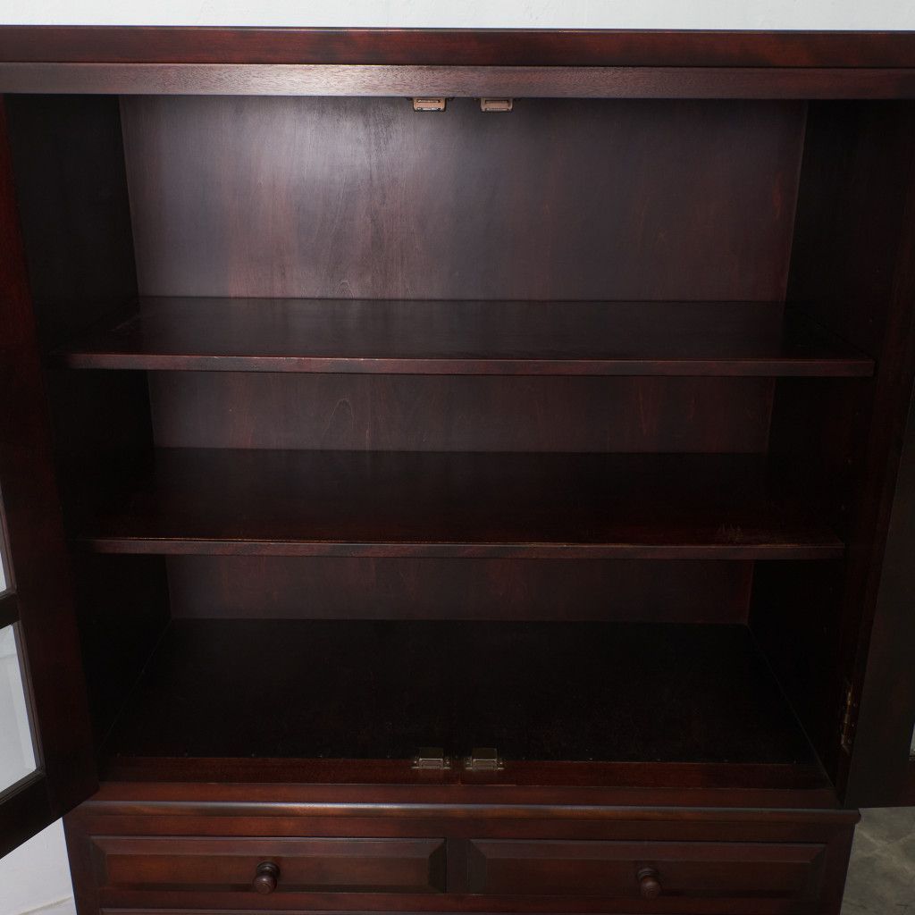 九州民芸家具 食器棚 水目桜 無垢材 カップボード 書棚 本棚 ガラス