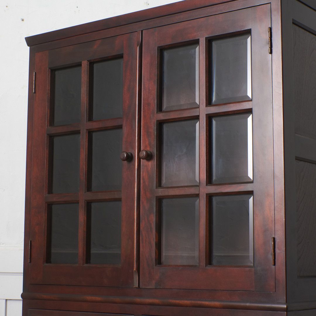 九州民芸家具 食器棚 水目桜 無垢材 カップボード 書棚 本棚 ガラス