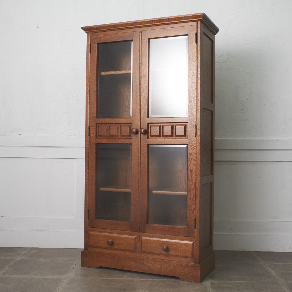 旭川家具 オーク 無垢材 本棚 書棚 ブックシェルフ 飾り棚 食器棚 収納