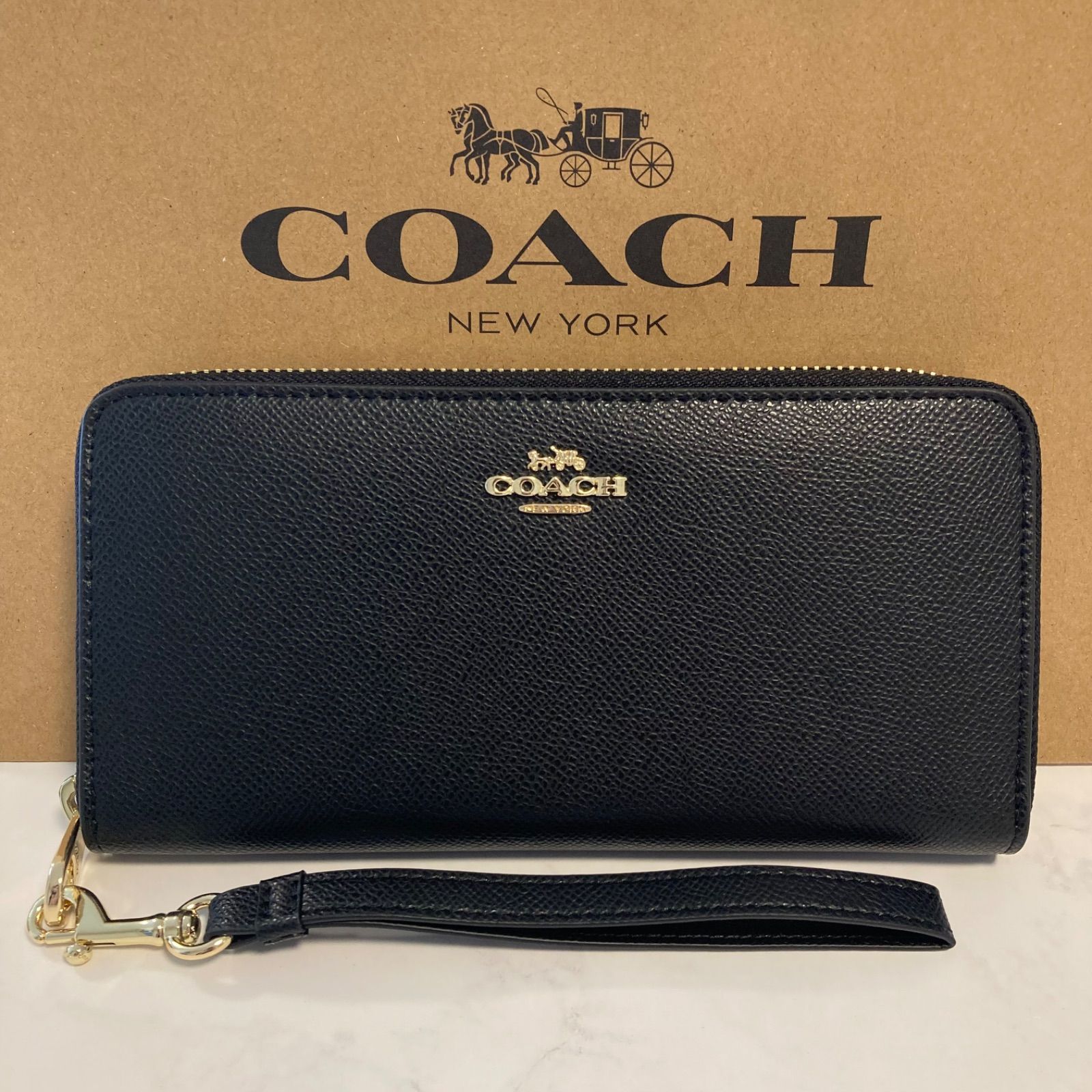 新品 COACH長財布 コーチ レディース メンズ シグネチャー ブラック 