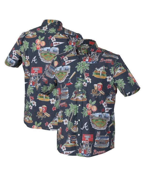 レインスプーナー メンズ トップス シャツ Reyn Spooner Mens Navy Atlanta Bravescenic TriBlend Performance ButtonUp Top Navy ネイビー