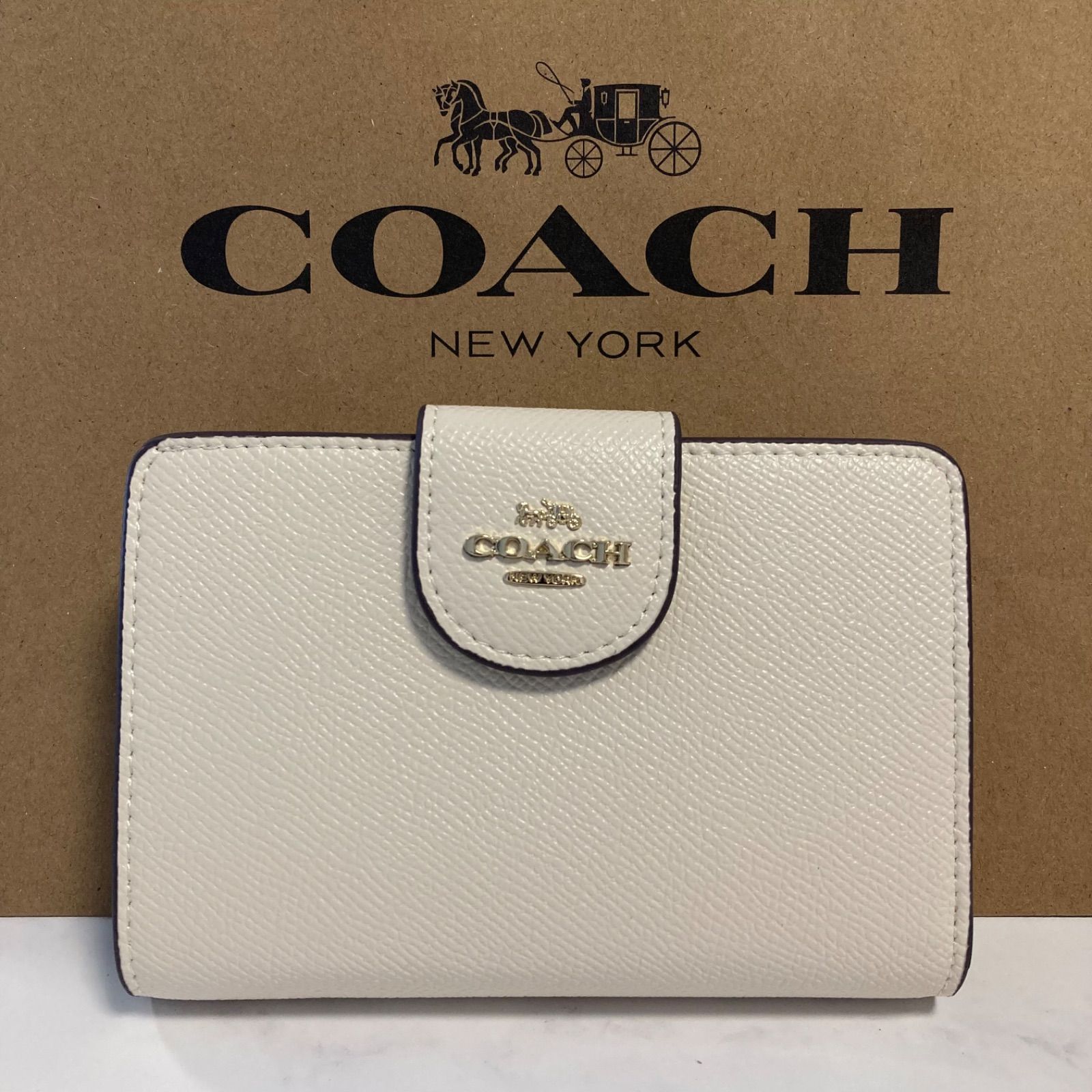 新品 COACH 長財布 コーチ 二つ折り財布 レディース メンズ ホワイト