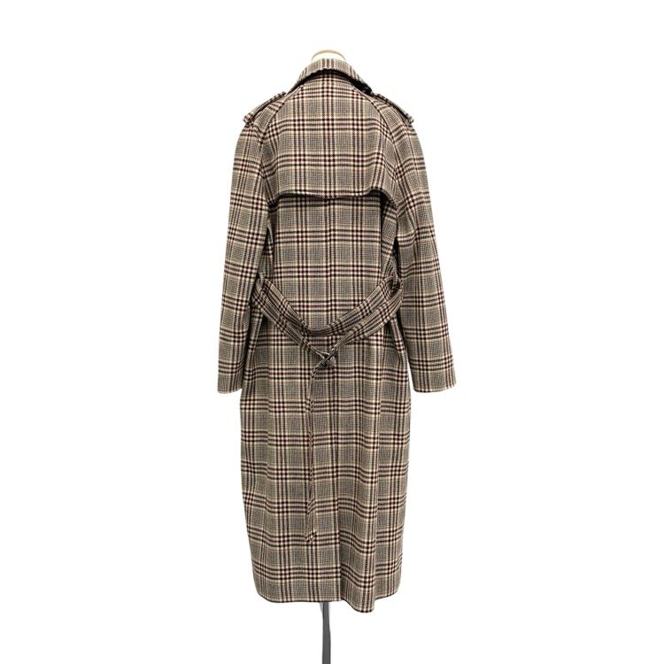 CELINE セリーヌ シングル トレンチ ウール コート チェック柄