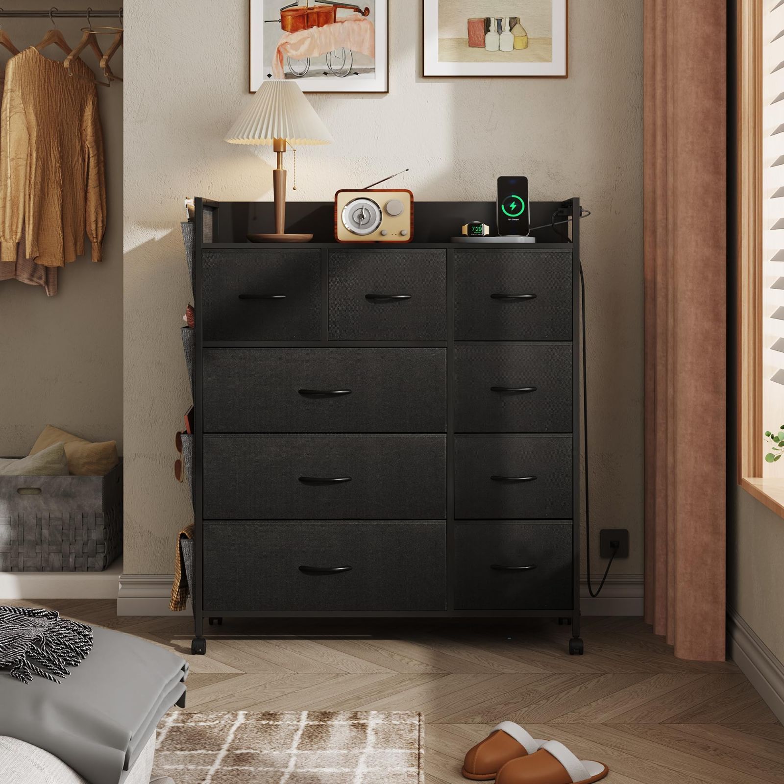 特価』 コンセント付き USBボード キャスター付き サイドポケット付き