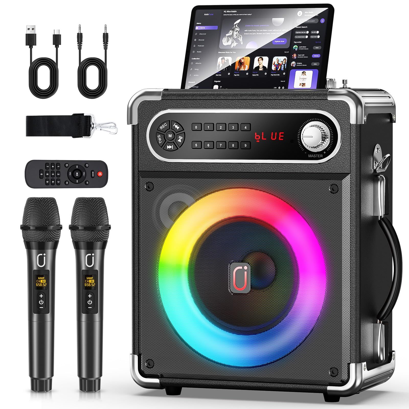 JYX スピーカーセット 拡声器 ワイヤレスマイク2本 Bluetooth5.3対応