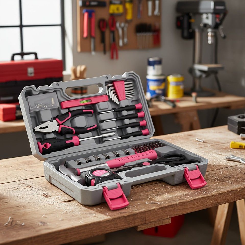 55点 女性向け】ピンクツールキット DIY修理セット | ハンマー