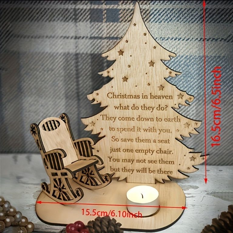 メモリアル】 木製クリスマスキャンドルホルダー 天使の詩 ロッキング