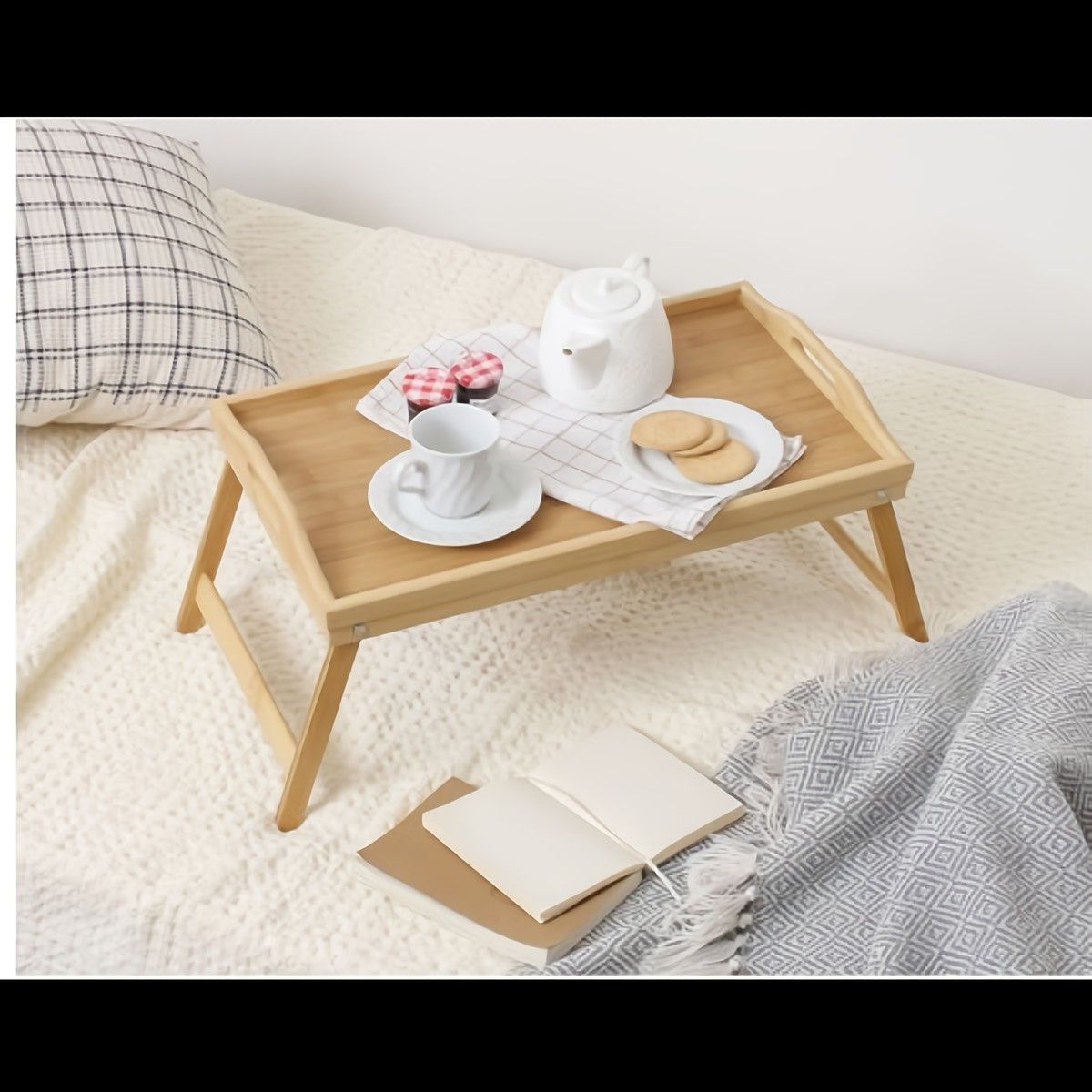 滑り止め加工】折りたたみ式トレイ 木の色 キッチン・ダイニング用