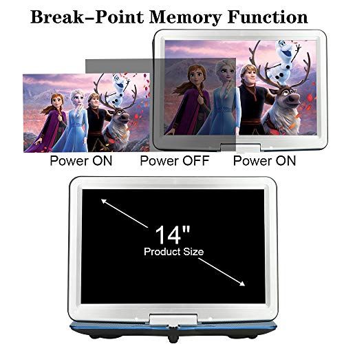 迅速に発送】ポータブルDVDプレイヤー14.1インチ 液晶スクリーン 270度