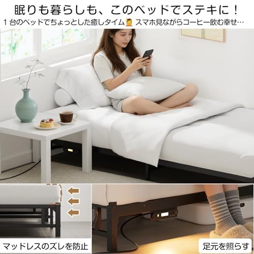 ◇【LEDライト付きコンセント】ローベッドフレーム シングル Holdm