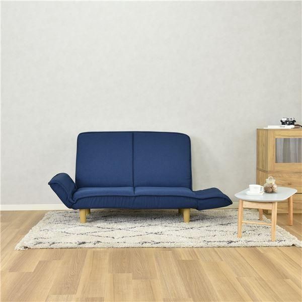  カウチソファ 幅130～174cm カウチソファー 7段階リクライニング 肘付き 肘14段階ギア コンパクト ファブリック ブルー BU 組立品 おしゃれソファベッド 2人掛け 3人掛けソファ ソファ ソファベッド