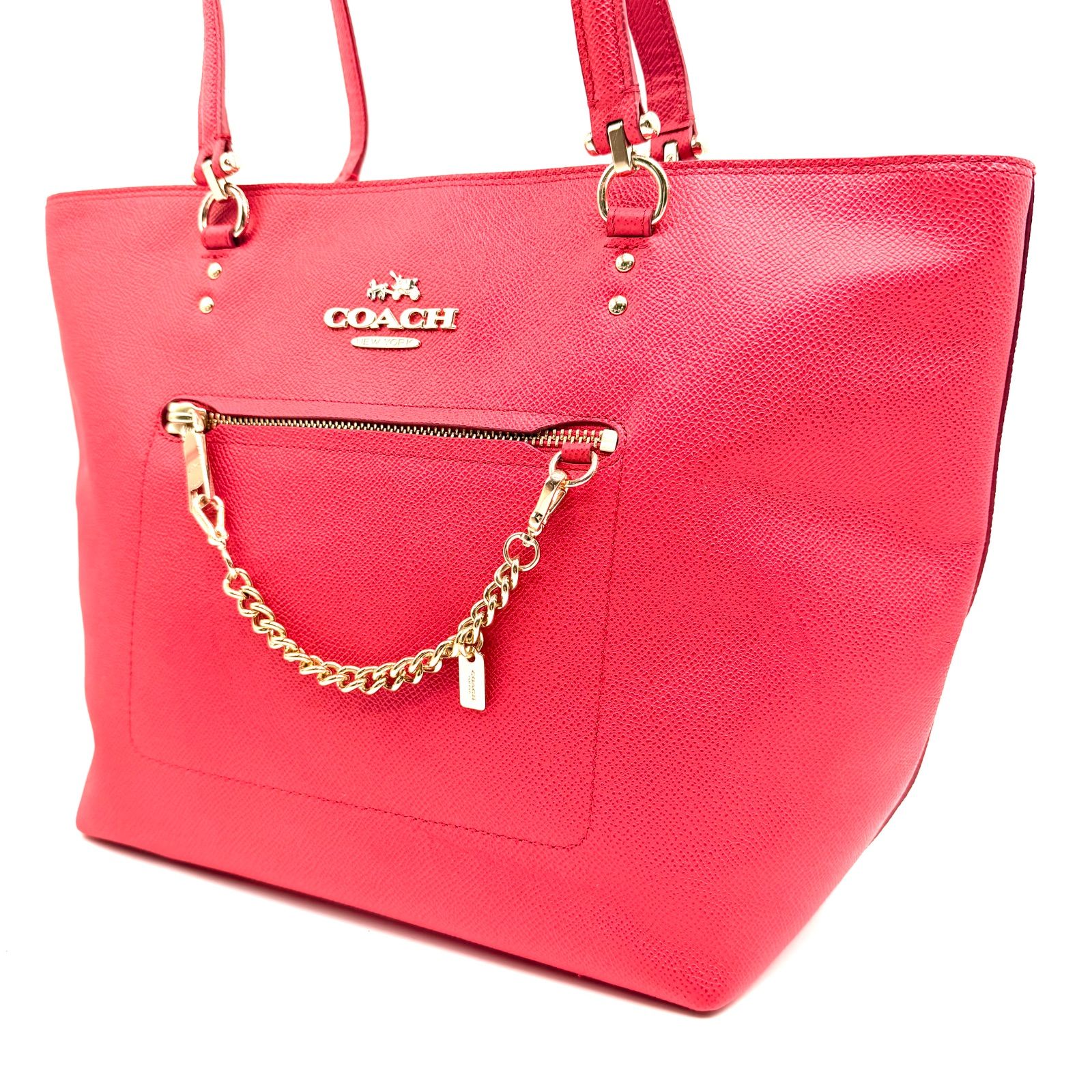 良品】COACH y2k red leather tote bag town car コーチ タウンカー