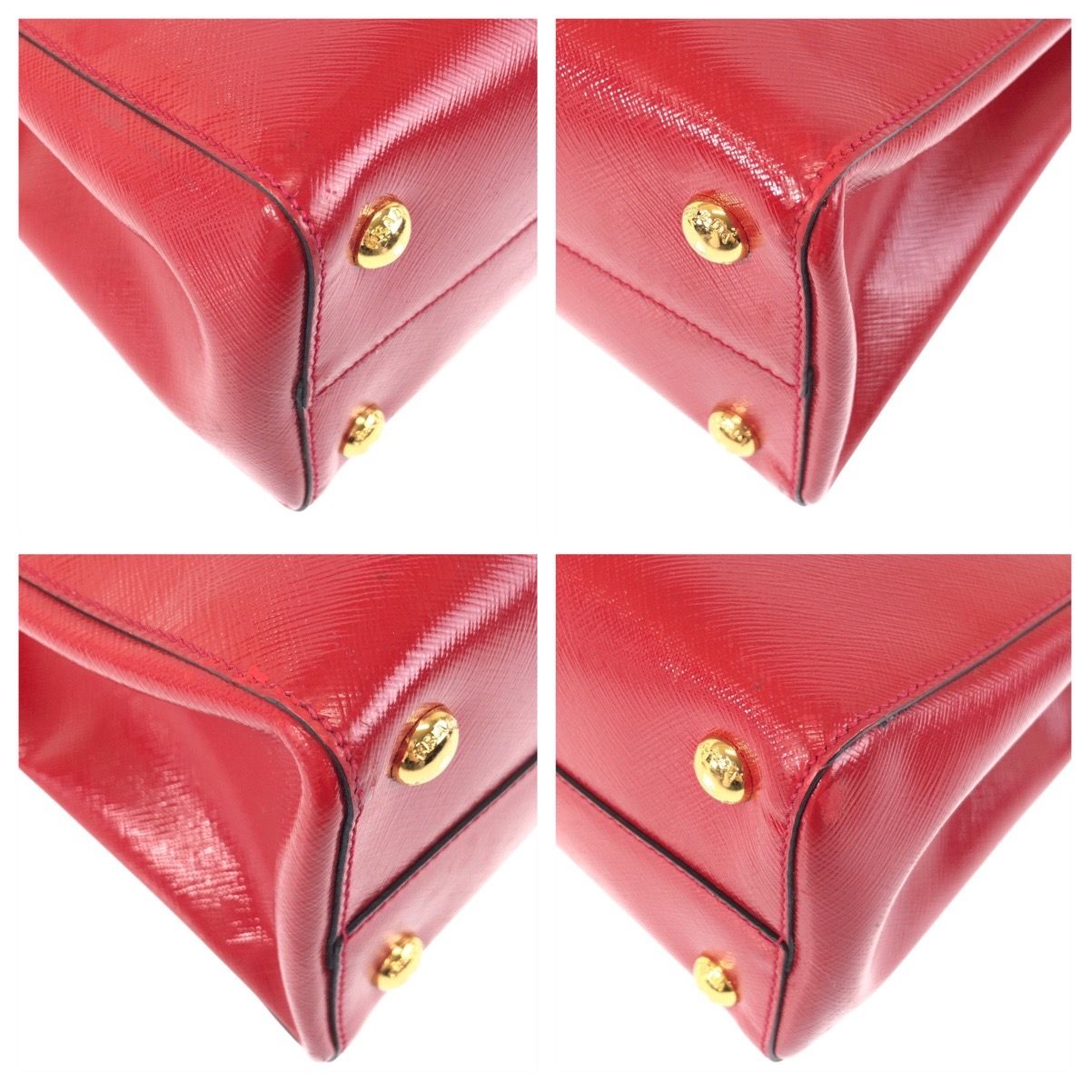 美品 PRADA プラダ サフィアーノ レッド ゴールド金具 レザー トート 