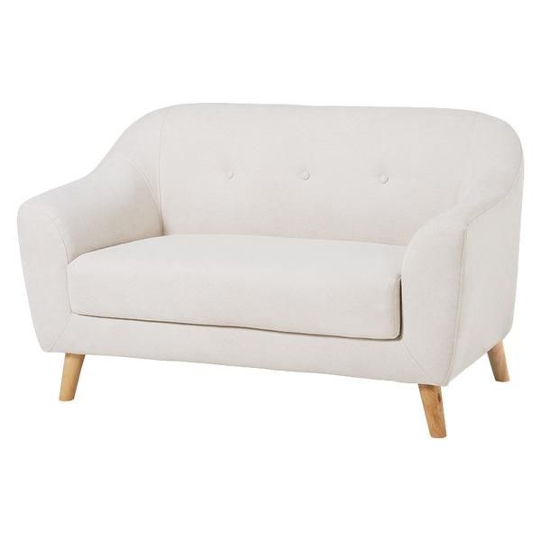 コンパクト ソファー 〔アイボリー 幅125cm〕 木製 脚付き 取り外し可 肘付き 組立品 〔リビング ダイニング〕