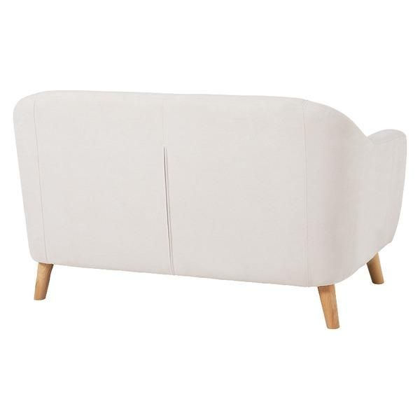  コンパクト ソファー 〔アイボリー 幅125cm〕 木製 脚付き 取り外し可 肘付き 組立品 〔リビング ダイニング〕 肘付きソファ 2人掛け 3人掛けソファ ソファ ソファベッド