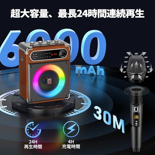 JYX スピーカーセット 拡声器 ワイヤレスマイク2本 Bluetooth 5.3対応