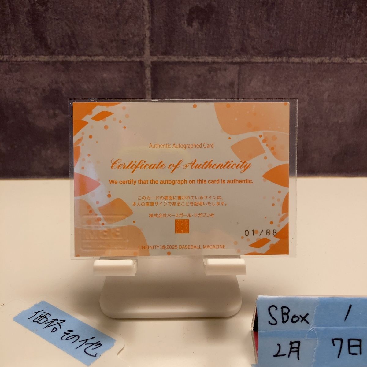 2025 BBM Infinity 四元志桜里 01/88 直筆サインカード ボクシング