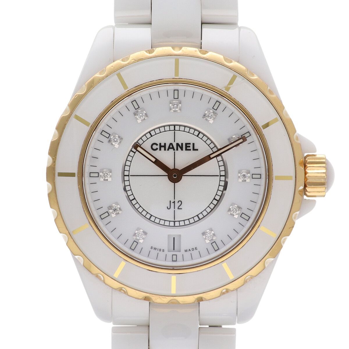 中古】 CHANEL シャネル J12 H2180 39mm 10PD ダイヤモンド K18PG