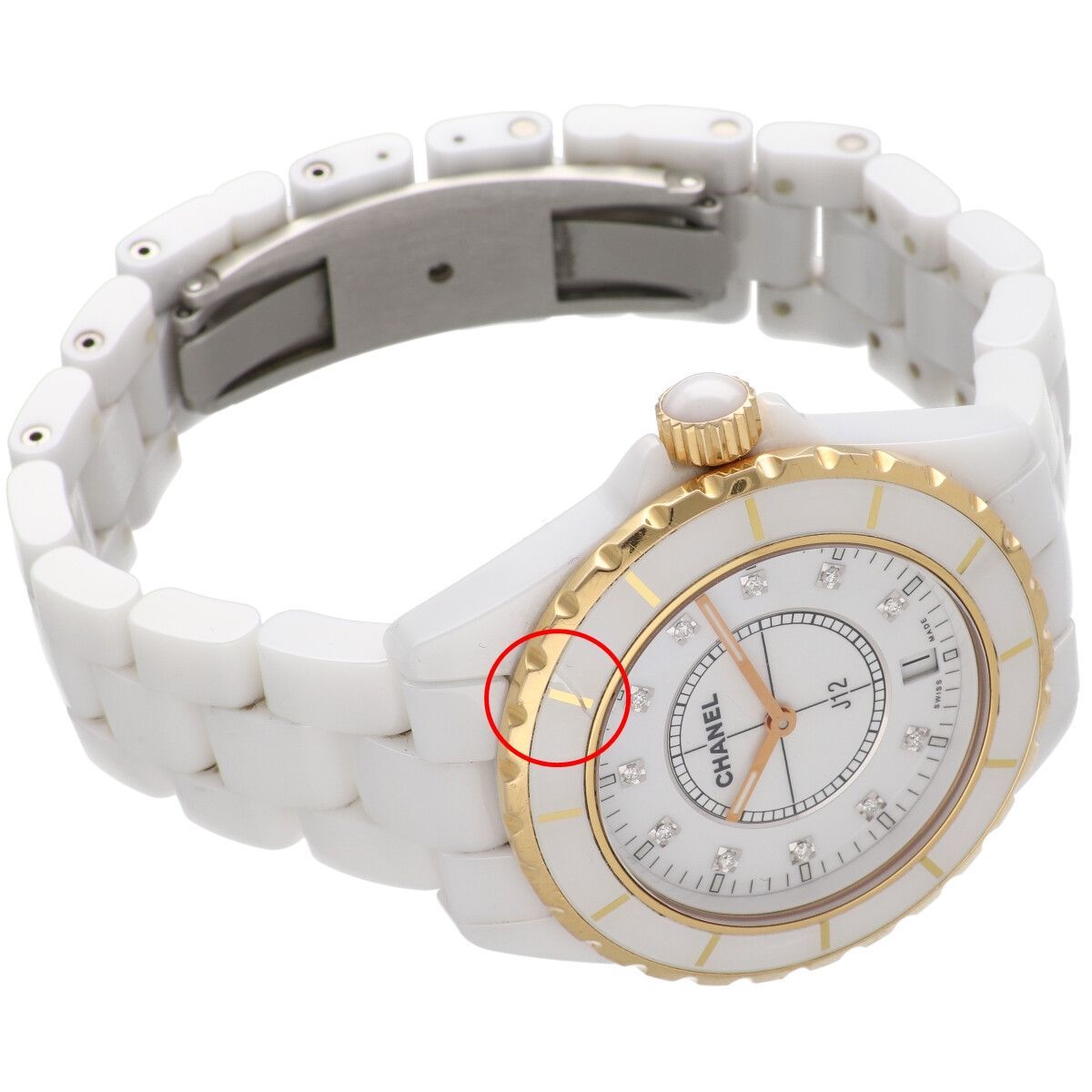 中古】 CHANEL シャネル J12 H2180 39mm 10PD ダイヤモンド K18PG