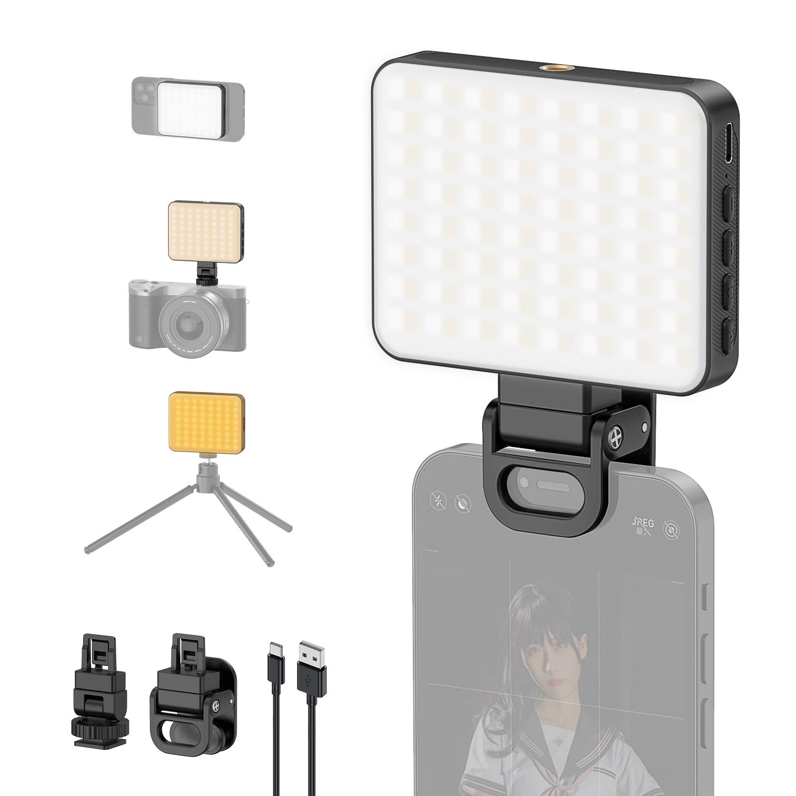 XJ77，【高輝度・マグネット機能】LEDビデオライト スマホライト 撮影