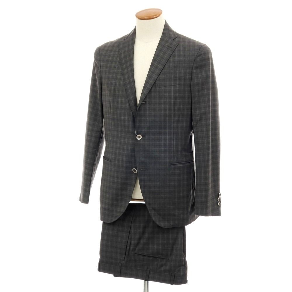 中古】ボリオリ BOGLIOLI ウール チェック 3つボタンスーツ グレー