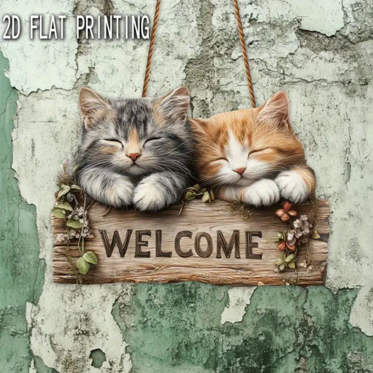 ウェルカムボード 眠る猫ちゃんのウェルカムボード 木目調インテリア