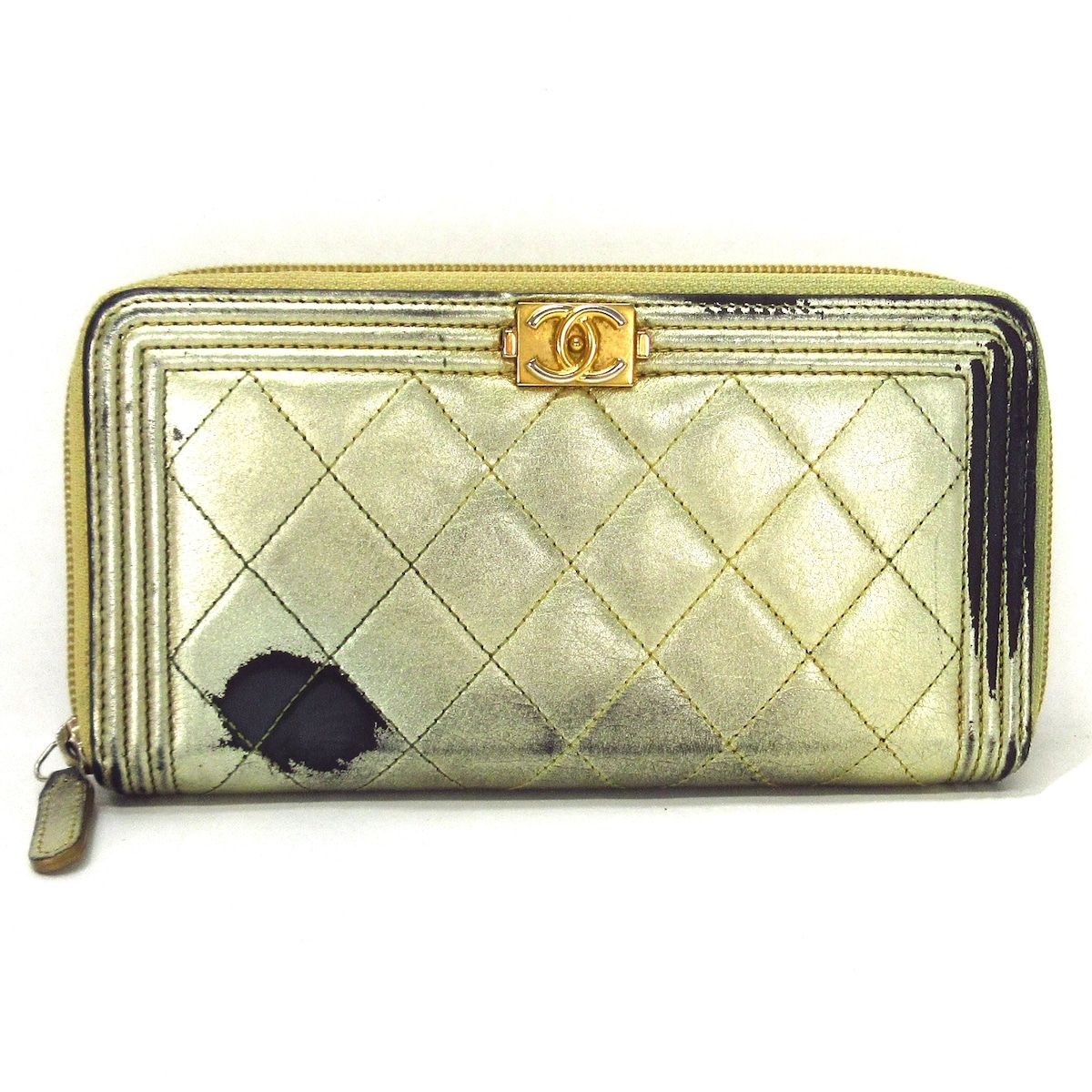 CHANEL(シャネル) 長財布 ボーイシャネル ゴールド ラウンドファスナー