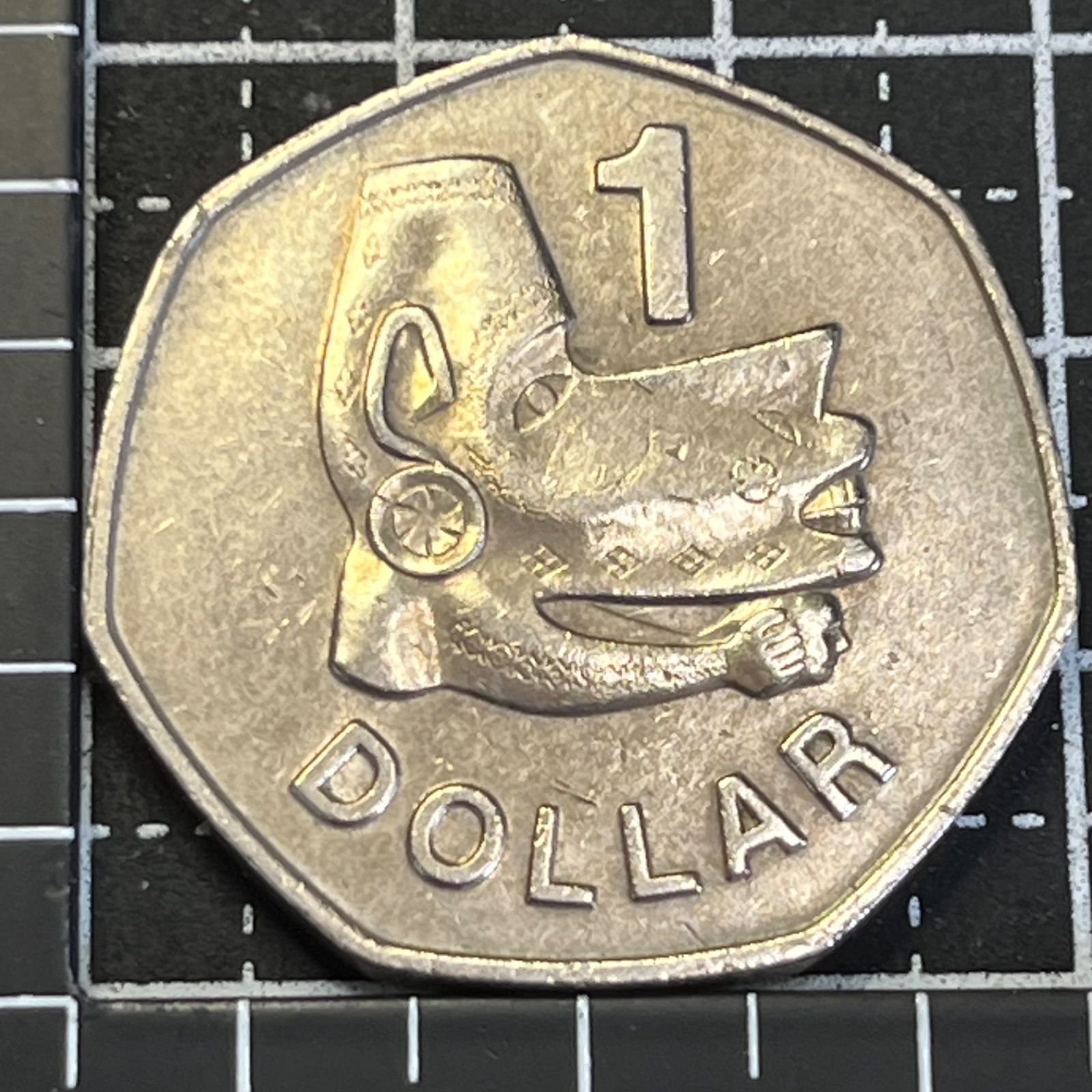 7角形】ソロモン諸島 1ドル／ヌスヌス 海の精霊 白銅 エリザベス2世 47