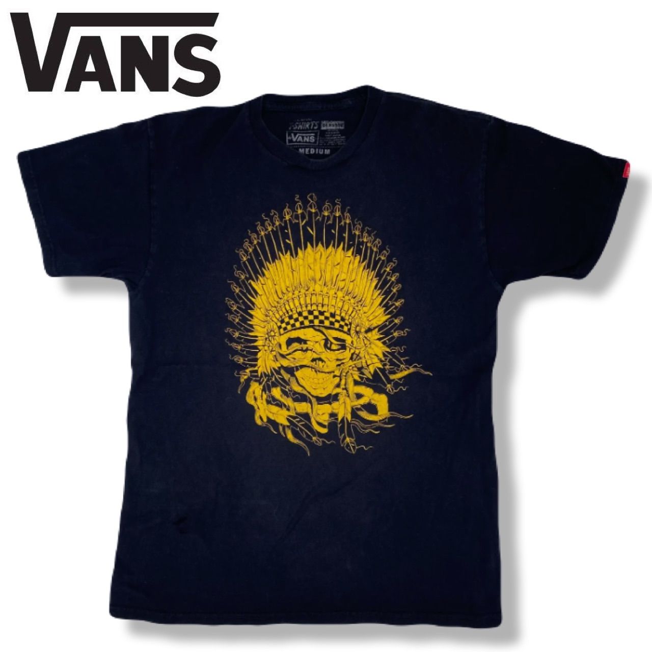VANS ヴァンズ Tシャツ War Chief スカル 髑髏 インディアン 黒 M
