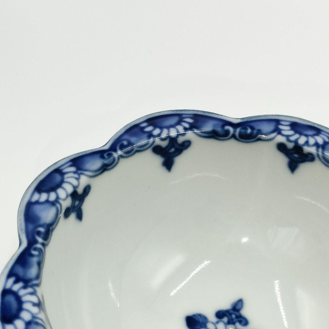 未使用】有田焼 龍峰窯 染付唐草唐子 高台鉢 5客セット / Arita Ware