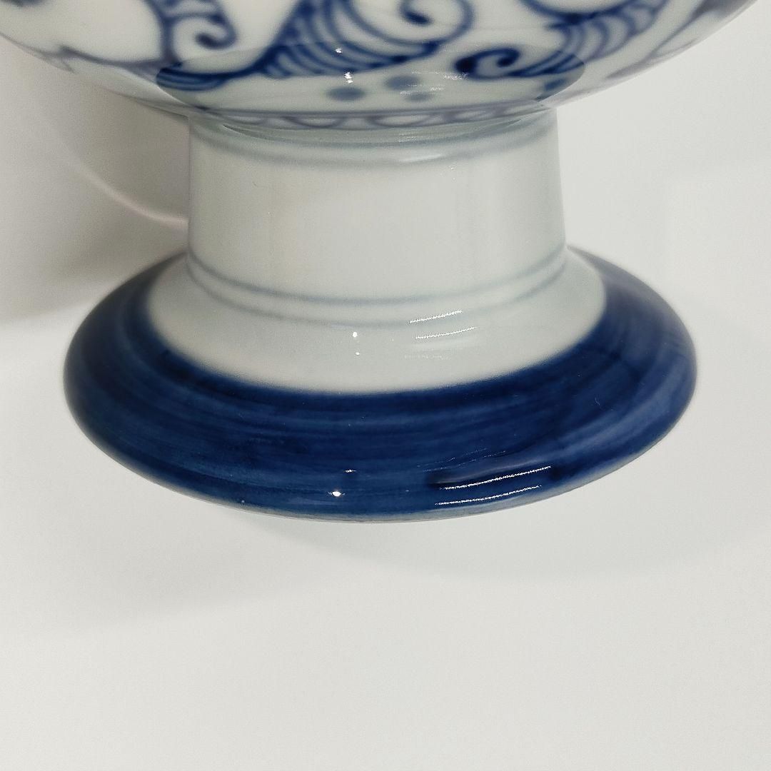 未使用】有田焼 龍峰窯 染付唐草唐子 高台鉢 5客セット / Arita Ware