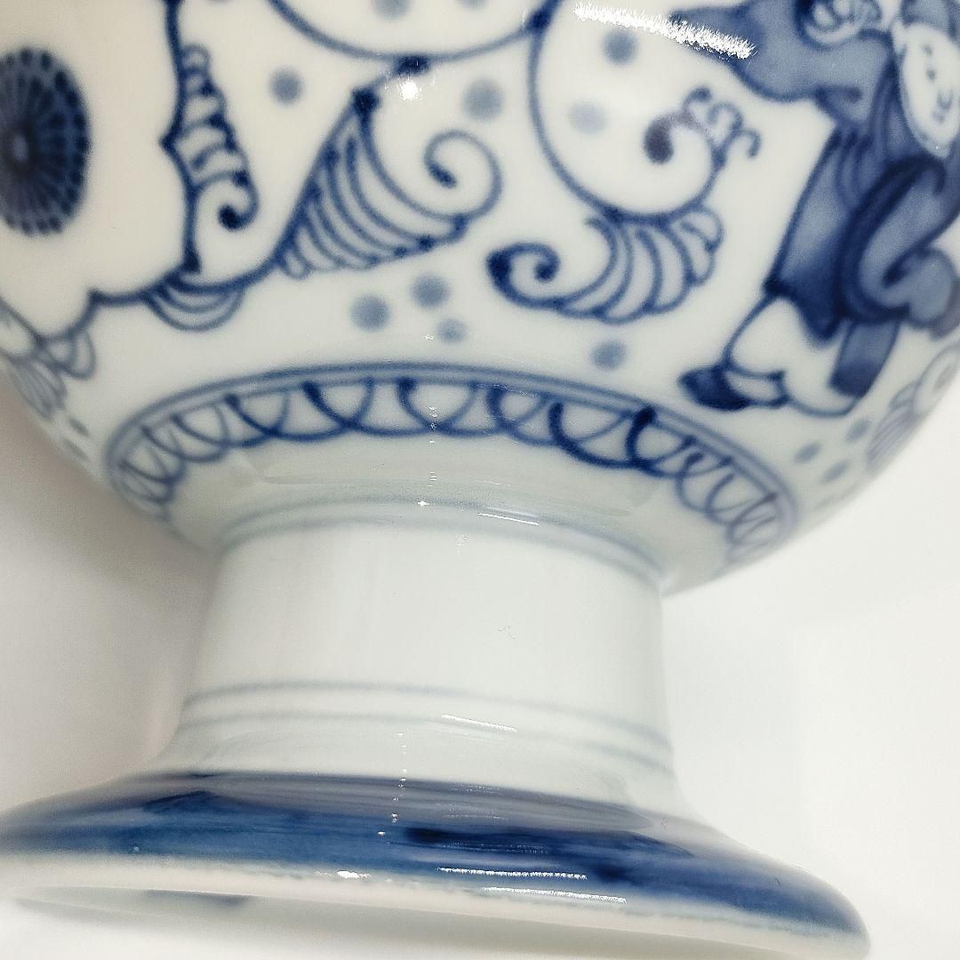 未使用】有田焼 龍峰窯 染付唐草唐子 高台鉢 5客セット / Arita Ware