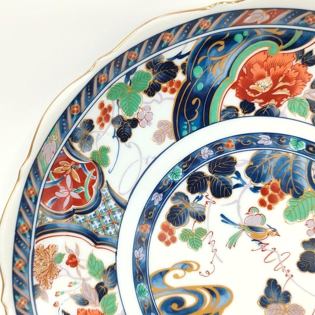 豪華】有田焼 丸喜陶苑 金彩 花鳥絵図 高台付き大皿 / Arita Ware